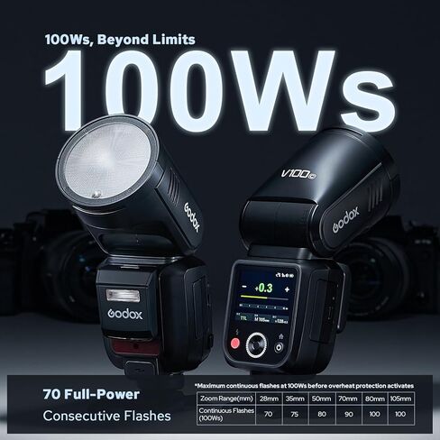 فلاش كاميرا Godox V100-C 100Ws تعمل باللمس Speedlite لكاميرا Canon، فلاش فرعي قابل للفصل، بطارية شحن USB-C، فلاش 2.4G X لاسلكي HSS TTL لكاميرا Canon R5 R6 R6II R7 R8 RP R R50 M50 90D 6D 7D 5DMarkIII in Saudi Arabia