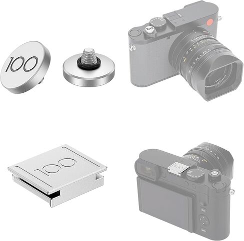 JJC Camera Shutter Button with Hot Shoe Cover Cap (Silver) for Leica Q3 Q3 43 Q2 Digital Cameras, with '100' Imprint for Leica's 100 Anniversary in Saudi Arabia
