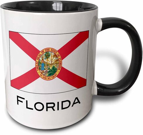 3dRose Florida State Flag Two Tone Mug, 11 oz, Black/White in Saudi Arabia