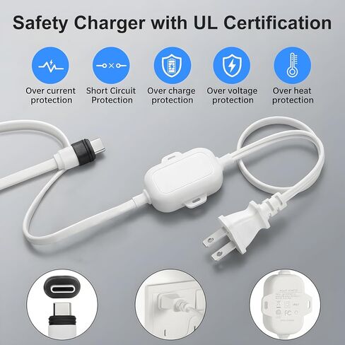 25ft USB C Power Adapter for Ring Spotlight Cam Plus/Pro (Battery) & Ring Outdoor Cam Plus (Battery), Outdoor Weatherproof Charger for Continuous Power, White in Saudi Arabia