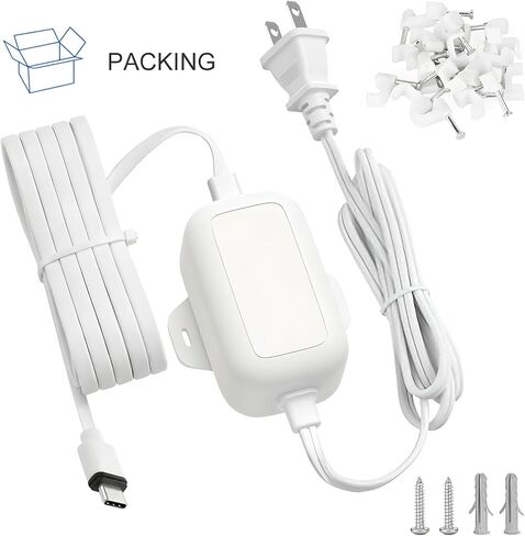 25ft USB C Power Adapter for Ring Spotlight Cam Plus/Pro (Battery) & Ring Outdoor Cam Plus (Battery), Outdoor Weatherproof Charger for Continuous Power, White in Saudi Arabia