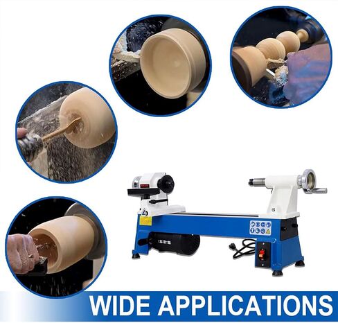 مخرطة خشب منضدية، ماكينة مخرطة خشب صغيرة مقاس 10 × 18 بوصة مع 5 إعدادات للسرعة ومفاتيح حقن القضيب ووسادات قدم للوحة النجارة، مخرطة خشب متعددة الوظائف بقوة 1/2 حصان، 10 بوصة in Kuwait