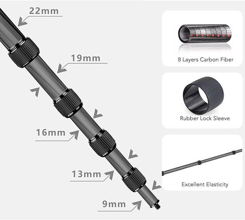 Diyeeni كاميرا Monopod 61 بوصة ترايبود موسع قضيب، سبائك الألومنيوم مركز العمود Gimbal تمديد القطب تلسكوبي عصا قضيب لكاميرات ترايبود / SLR كاميرات العمل in Kuwait
