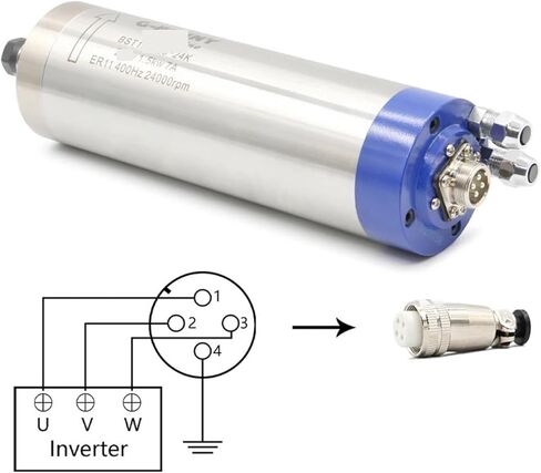 1.5KW ER11 D65mm water-cooled spindle motor 400Hz 4 ball bearings 65 * 196mm in Saudi Arabia