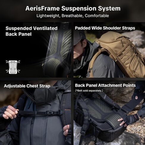 حقيبة ظهر للكاميرا التكتيكية PGYTECH OneMo TAC 25L، حقيبة كاميرا تصوير فوتوغرافي مقاومة للماء DSLR/SLR/بدون مرآة مع حقيبة كمبيوتر محمول 15.6 بوصة، حامل ثلاثي القوائم وغطاء للمطر (كامو ليلي داكن) in Kuwait