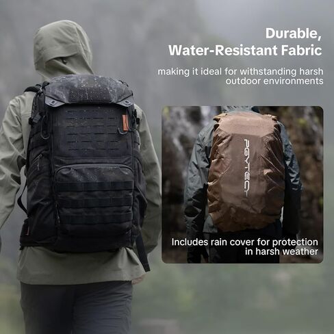 حقيبة ظهر للكاميرا التكتيكية PGYTECH OneMo TAC 25L، حقيبة كاميرا تصوير فوتوغرافي مقاومة للماء DSLR/SLR/بدون مرآة مع حقيبة كمبيوتر محمول 15.6 بوصة، حامل ثلاثي القوائم وغطاء للمطر (كامو ليلي داكن) in Kuwait