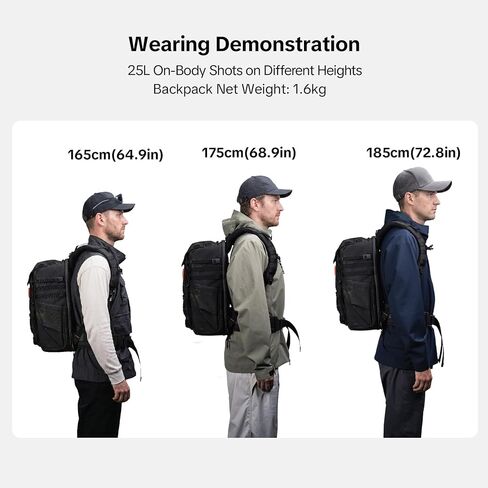 حقيبة ظهر للكاميرا التكتيكية PGYTECH OneMo TAC 25L، حقيبة كاميرا تصوير فوتوغرافي مقاومة للماء DSLR/SLR/بدون مرآة مع حقيبة كمبيوتر محمول 15.6 بوصة، حامل ثلاثي القوائم وغطاء للمطر (كامو ليلي داكن) in Kuwait