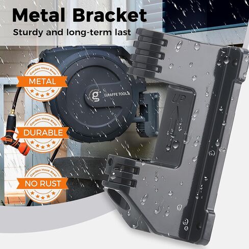 Giraffe Tools AW405/8MB بكرة خرطوم حديقة قابلة للسحب مقاس 5/8 بوصة × 90 قدمًا، دعامة معدنية احترافية، شديدة التحمل، بكرة خرطوم قفل بأي طول، 90 قدمًا، رمادي داكن in Saudi Arabia