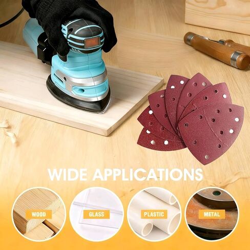 100 PCS Mouse Detail Sander Sandpaper 11 Holes, 240 Grit Hook and Loop Mouse Sanding Sheets Aluminum 0xide Mouse Sanding Pads 11 Holes Triangular Sanding Paper for Detail Mouse Sander in Saudi Arabia