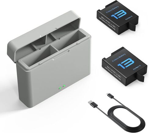 عبوتان من البطاريات بقوة 1800 مللي أمبير في الساعة لكاميرا GoPro Hero 13 باللون الأسود مع 2 قناة لشحن البطارية ومجموعة شاحن البطارية مع سلك شحن من النوع C وملحقات بطاريات الشاحن المحمولة in Saudi Arabia