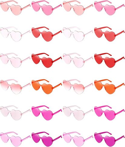 Geyoga 24 Pairs Heart Sunglasses Bulk Heart Shaped Sun Glasses Rimless Eyeglass for Women Men Spring Summer Party in Saudi Arabia