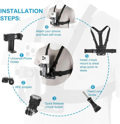 Mobile Phone Adjustable Chest Mount Harness Strap Holder Cell Phone Clip,First Person Perspective Accessory in Saudi Arabia
