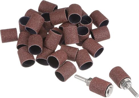 30 Pcs 3/4 Inch Sanding Sleeves Sandpaper Set 80 Grit with 2 Pcs 0.24 Inch Drum Mandrels for Rotary Tools in Saudi Arabia