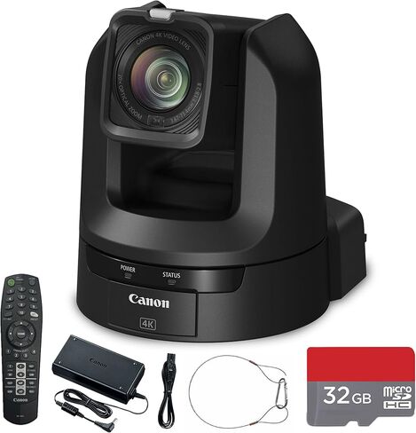 كاميرا Canon CR-N300 4K NDI PTZ مع حزمة تكبير بصري 20x (أسود ساتان) | فيديو UHD، تدفق NDI|HX وIP، تحكم سلس في الإمالة/التدوير | مثالية للكنيسة والبث المباشر (5157C001) + بطاقة سعة 32 جيجابايت in Kuwait