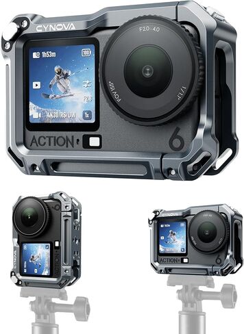 قفص CYNOVA Osmo Action 6 لملحقات DJI Osmo Action 6، حافظة إطار واقٍ من سبائك الألومنيوم مع حذاء بارد وحامل 1/4 بوصة، حافظة مضادة للصدمات ومضادة للسقوط لمدونات الفيديو وركوب الدراجات إلخ in Kuwait