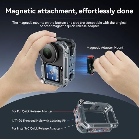 قفص CYNOVA Osmo Action 6 لملحقات DJI Osmo Action 6، حافظة إطار واقٍ من سبائك الألومنيوم مع حذاء بارد وحامل 1/4 بوصة، حافظة مضادة للصدمات ومضادة للسقوط لمدونات الفيديو وركوب الدراجات إلخ in Kuwait