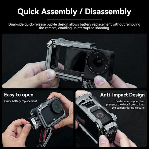 قفص CYNOVA Osmo Action 6 لملحقات DJI Osmo Action 6، حافظة إطار واقٍ من سبائك الألومنيوم مع حذاء بارد وحامل 1/4 بوصة، حافظة مضادة للصدمات ومضادة للسقوط لمدونات الفيديو وركوب الدراجات إلخ in Kuwait