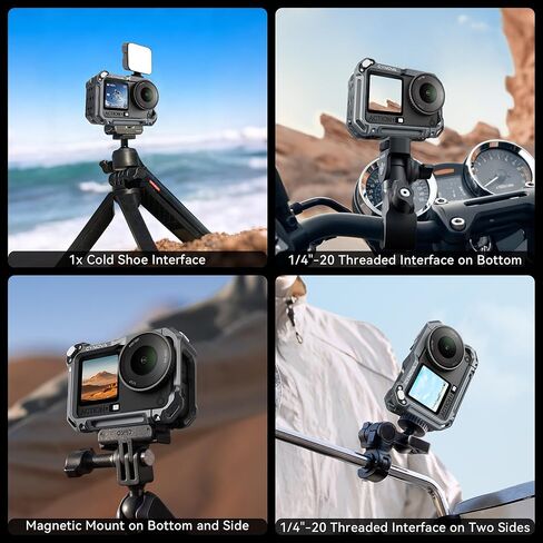 قفص CYNOVA Osmo Action 6 لملحقات DJI Osmo Action 6، حافظة إطار واقٍ من سبائك الألومنيوم مع حذاء بارد وحامل 1/4 بوصة، حافظة مضادة للصدمات ومضادة للسقوط لمدونات الفيديو وركوب الدراجات إلخ in Kuwait