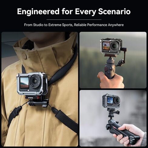 قفص CYNOVA Osmo Action 6 لملحقات DJI Osmo Action 6، حافظة إطار واقٍ من سبائك الألومنيوم مع حذاء بارد وحامل 1/4 بوصة، حافظة مضادة للصدمات ومضادة للسقوط لمدونات الفيديو وركوب الدراجات إلخ in Kuwait