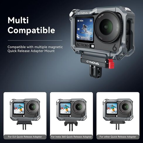 قفص CYNOVA Osmo Action 6 لملحقات DJI Osmo Action 6، حافظة إطار واقٍ من سبائك الألومنيوم مع حذاء بارد وحامل 1/4 بوصة، حافظة مضادة للصدمات ومضادة للسقوط لمدونات الفيديو وركوب الدراجات إلخ in Kuwait
