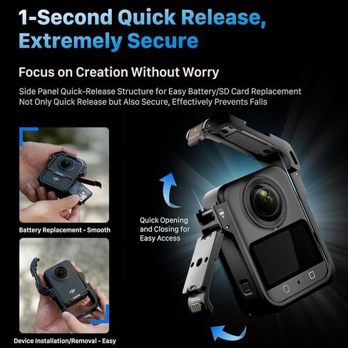 Tilta Camera Cage Horizontal Mounting Kit Compatible with DJI Osmo 360 | Quick Release | 1/4"-20 Mounts | Cold Shoe & Strap Slot | Lightweight Magnesium Alloy Frame – Black in Kuwait