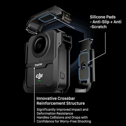 Tilta Camera Cage Horizontal Mounting Kit Compatible with DJI Osmo 360 | Quick Release | 1/4"-20 Mounts | Cold Shoe & Strap Slot | Lightweight Magnesium Alloy Frame – Black in Kuwait