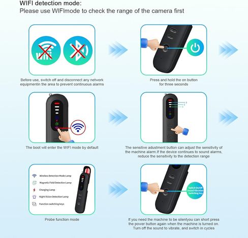 كاشفات الكاميرا الخفية MDK - جهاز البحث عن الكاميرا الخفية المحمول للسيارة والمنزل والفندق والسفر والمكتب in Kuwait