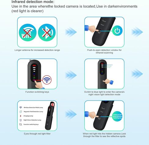 كاشفات الكاميرا الخفية MDK - جهاز البحث عن الكاميرا الخفية المحمول للسيارة والمنزل والفندق والسفر والمكتب in Kuwait