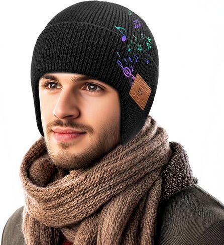 Beanie Hat with Bluetooth 5.4, Rechargeable Headphone Beanie Cap, Windproof Winter Knit Cap, Crystal Clear Hands-Free Calling, Immersive Music Playback, All-Day Comfort, Windproof in Saudi Arabia