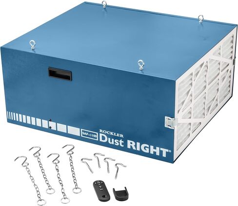 Rockler Dust Right Full-Size Air Filtration System - Ceiling-Mounted Ambient Air Cleaner for Woodworking Shops - High-CFM Air Purifier with LED Lighting, Wireless Remote & Dual 1-Micron Dust Filters in Saudi Arabia