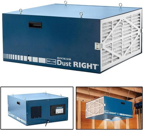 Rockler Dust Right Full-Size Air Filtration System - Ceiling-Mounted Ambient Air Cleaner for Woodworking Shops - High-CFM Air Purifier with LED Lighting, Wireless Remote & Dual 1-Micron Dust Filters in Saudi Arabia