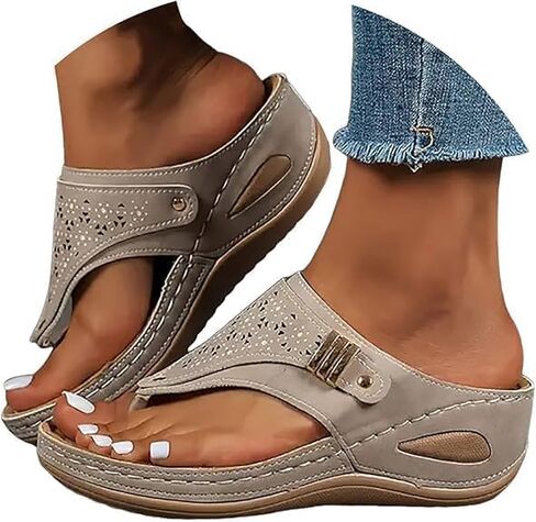 Orthopedic Sandals for Women 2026,Dressy Summer Arch Support Flip Flops Open Toe Slip-on Orthotic Platform Wide Width Sandals Comfortable Casual Boho Beach Vintage Thong Slippers in Saudi Arabia