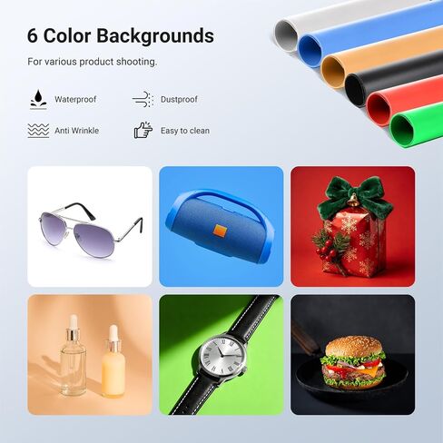 صندوق إضاءة استوديو الصور من NEEWER Basics، خيمة تصوير قابلة للطي ثنائية اللون مقاس 16 بوصة × 16 بوصة مع 6 خلفيات ملونة، 120 مصباح LED CRI95+ قابلة للتعتيم لتصوير الطعام على سطح الطاولة والمجوهرات والإلكترونيات، LB40B in Saudi Arabia