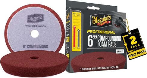 Meguiar's 6" Compounding Foam Pads - M6CFP2 - Professional Foam Cutting Pad, use with Meguiar's Compound to Remove Heavy Defects, Sanding Marks, and Scratches, Machine Pad for Compounding, 2 Pack in Saudi Arabia