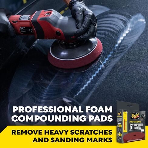 Meguiar's 6" Compounding Foam Pads - M6CFP2 - Professional Foam Cutting Pad, use with Meguiar's Compound to Remove Heavy Defects, Sanding Marks, and Scratches, Machine Pad for Compounding, 2 Pack in Saudi Arabia