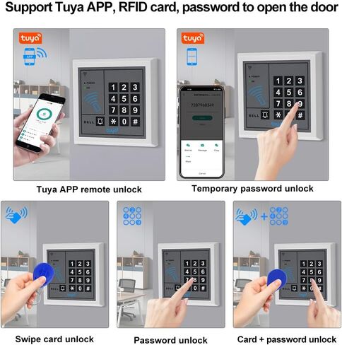 Tuya التحكم في الوصول عن بعد RFID التحكم في الوصول لوحة المفاتيح التي تعمل باللمس 1000 مستخدم، يدعم الإدخال / الإخراج WG26 بت + 15 مفاتيح RFID، مناسبة لأنظمة التحكم في الوصول in Kuwait