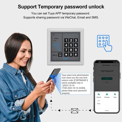 Tuya التحكم في الوصول عن بعد RFID التحكم في الوصول لوحة المفاتيح التي تعمل باللمس 1000 مستخدم، يدعم الإدخال / الإخراج WG26 بت + 15 مفاتيح RFID، مناسبة لأنظمة التحكم في الوصول in Kuwait