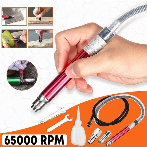 Air-Powered Micro Die Grinder Set 65,000 RPM Pneumatic Pencil Grinder Tool With Wrench Handheld, 1/8" (3mm) Capacity(COLOR:black) in Saudi Arabia