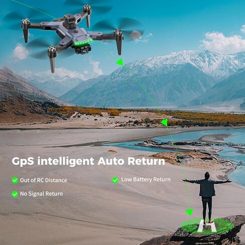 طائرات بدون طيار مع كاميرا للبالغين 4K، طائرة بدون طيار احترافية بنظام تحديد المواقع العالمي (GPS) مع إرجاع تلقائي، تجنب العوائق في 4 اتجاهات، اتبعني، قابلة للطي، تتضمن 3 بطاريات وحقيبة (متوسطة) in Kuwait