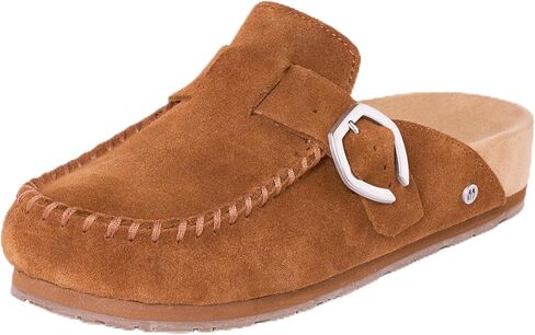 Minnetonka Women's Suede Buckle Clog Flexible Sole in Saudi Arabia
