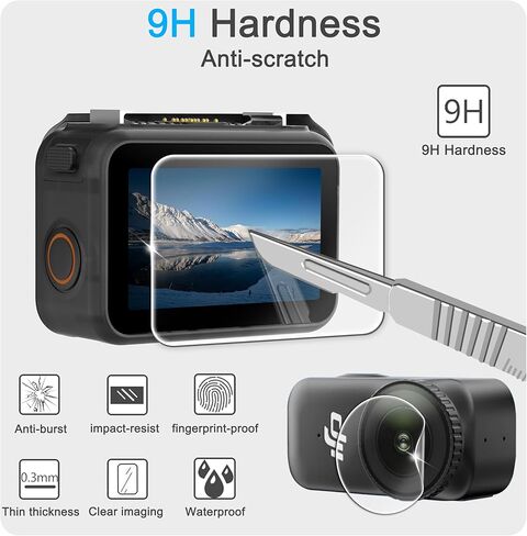 FiTSTILL 3Pack Screen Protector Appliable for DJI Osmo Nano,Ultra HD 9H Hardness Tempered Glass+Lens PET Protector+Rubber Lens Cover,Scratch Resistant Anti-Fingerprint Bubble Free Camera Accessory in Saudi Arabia