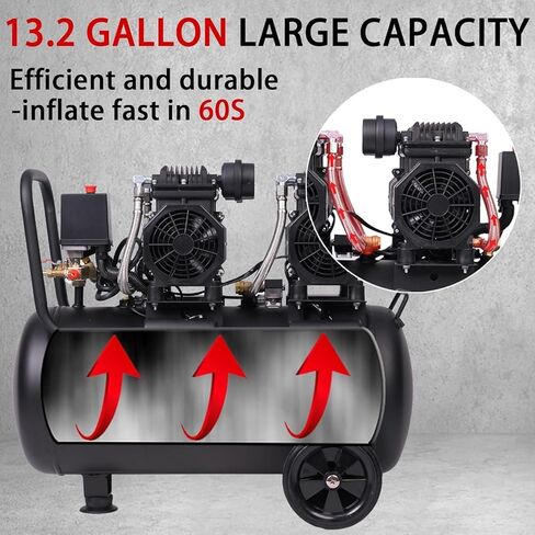 MZB 13.2 Gallon Ultra Quiet Air Compressor 115PSI Steel Tanks 72dB Noise Level Oil Free Air Compressor in Saudi Arabia
