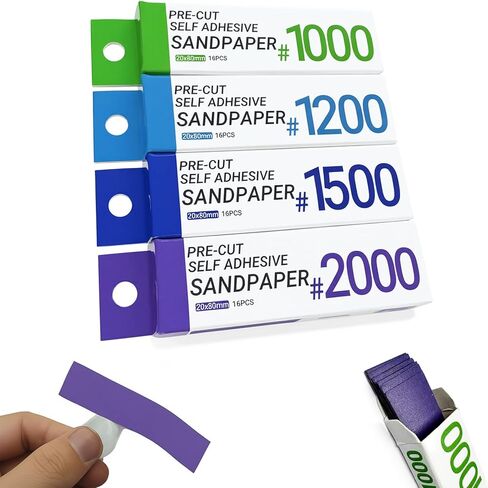 48pcs Self-Adhesive Sandpaper, 400/600/800 Grit for Gundam & Models | Aluminum oxide abrasive,PSA backing won't curl,Wet/dry use, Removes layer lines,Rinses clean,For plastic,resin&wood,48 sheets in Saudi Arabia