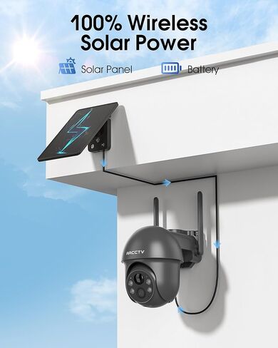 Security Cameras Wireless Outdoor Solar, 4MP 360° View Battery Powered Outdoor Camera, Night Vision with Spotlight, 2-Way Audio, PIR Motion Sensor, 2.4G/5G Dual Band WiFi, Grey(2 Pack) in Saudi Arabia