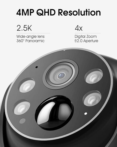 Security Cameras Wireless Outdoor Solar, 4MP 360° View Battery Powered Outdoor Camera, Night Vision with Spotlight, 2-Way Audio, PIR Motion Sensor, 2.4G/5G Dual Band WiFi, Grey(2 Pack) in Saudi Arabia
