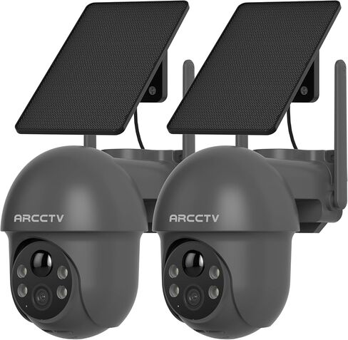 Security Cameras Wireless Outdoor Solar, 4MP 360° View Battery Powered Outdoor Camera, Night Vision with Spotlight, 2-Way Audio, PIR Motion Sensor, 2.4G/5G Dual Band WiFi, Grey(2 Pack) in Saudi Arabia