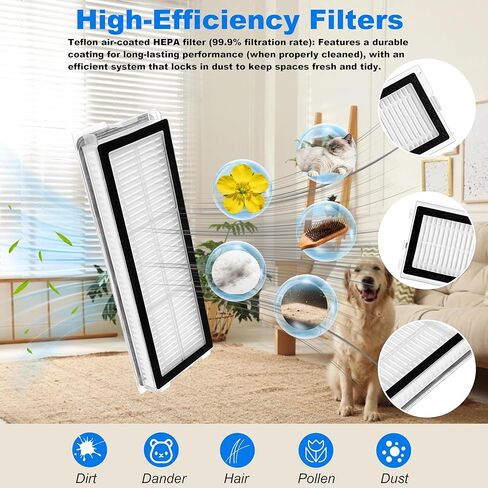 28Pcs Accessories Replacement Kit for Roborock QV35A/QV35S,QR798/QR598 Robot Vacuum,2 Main Brush,4 Filters,8 Mop Pads,6 Dust Bags,6 Side Brushes,2 Tools in Saudi Arabia