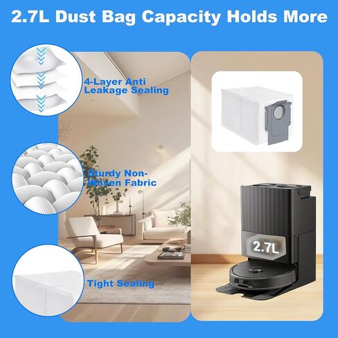 28Pcs Accessories Replacement Kit for Roborock QV35A/QV35S,QR798/QR598 Robot Vacuum,2 Main Brush,4 Filters,8 Mop Pads,6 Dust Bags,6 Side Brushes,2 Tools in Saudi Arabia
