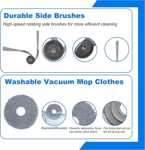 28Pcs Accessories Replacement Kit for Roborock QV35A/QV35S,QR798/QR598 Robot Vacuum,2 Main Brush,4 Filters,8 Mop Pads,6 Dust Bags,6 Side Brushes,2 Tools in Saudi Arabia