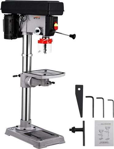 13-Inch Benchtop Drill Press with 7.5 Amp Induction Motor, 288-3084 RPM Variable Speed, 0-45° Tilting 10x10" Worktable, Durable Cast Iron Construction for Wood and Metal in Saudi Arabia
